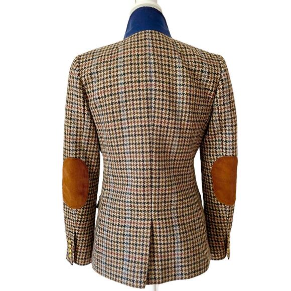 J.Crew Rhodes Blazer Jacket Wool Tweed Houndstooth Elbow Patches Brown Size 4 - Picture 8 of 11